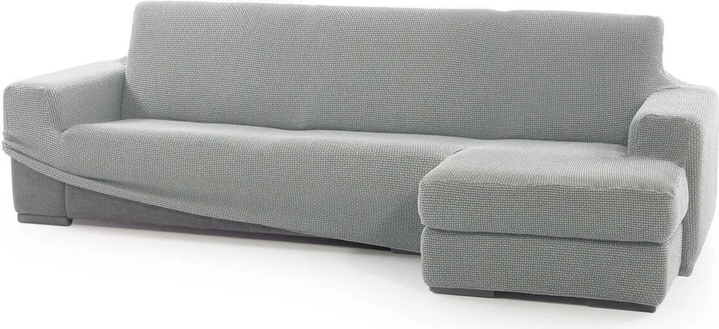 SOFASKINS® Copri Chaise Longue Super Stretch, Copri Divano con bracciolo corto destro, Traspirante, Comodo e Durevole, Dimensioni del Divano Compatibili (210-340 cm), Colore Grigio Chiaro