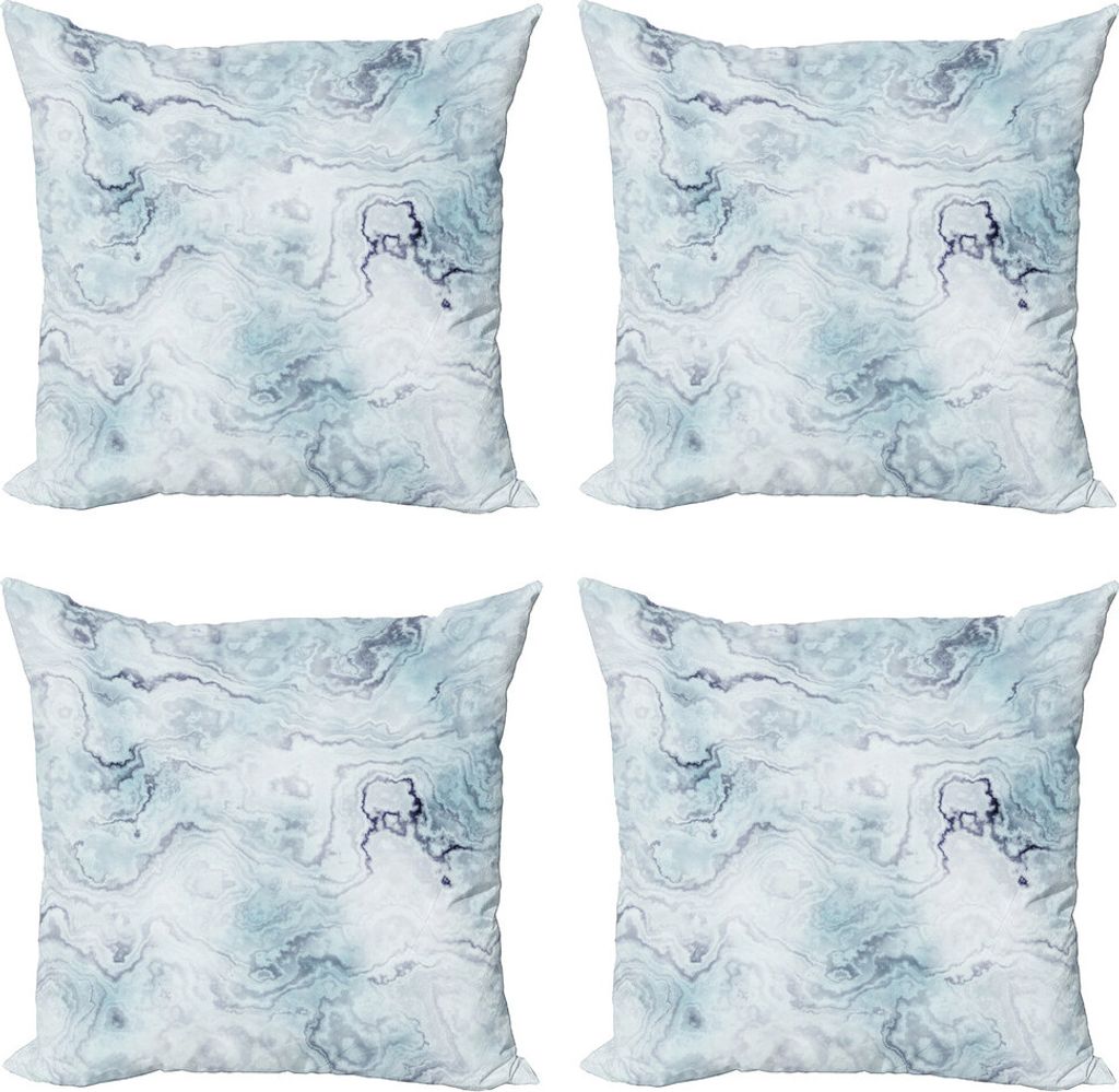 ABAKUHAUS Marmor Kissenbezug Set (4 Stück), Weiche Hazy Ottoman-Art, Moderner Doppelseitiger Digitaldruck, 50 cm x 50 cm, Pale Blue Grey Mint