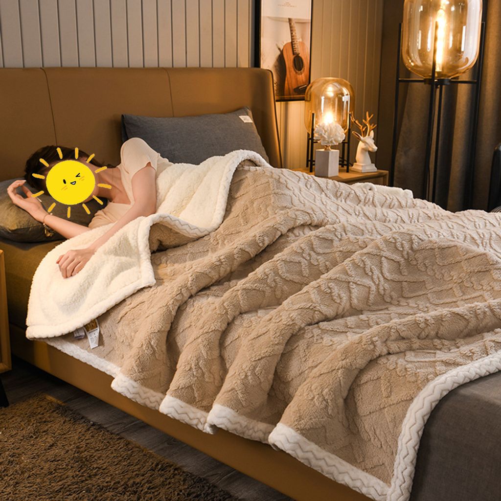 360Home Herbst und Winter verdickte warme bettdecke Hellbraun 180*200cm