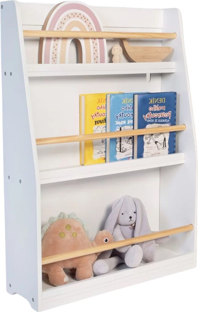 Kinder Bücherregal GINGER HOME – Holz Organizer für Spielzeug und Bücher, Weiß