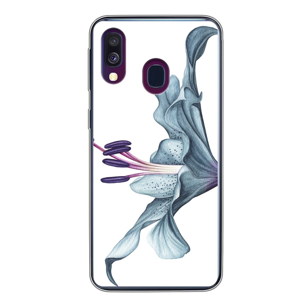 MuchoWow Handyhülle Schutzhülle Hülle für Samsung Galaxy A40 Blumen - Aquarell - Lilie Silikon Softcase Handy Hülle - Handy-Tasche