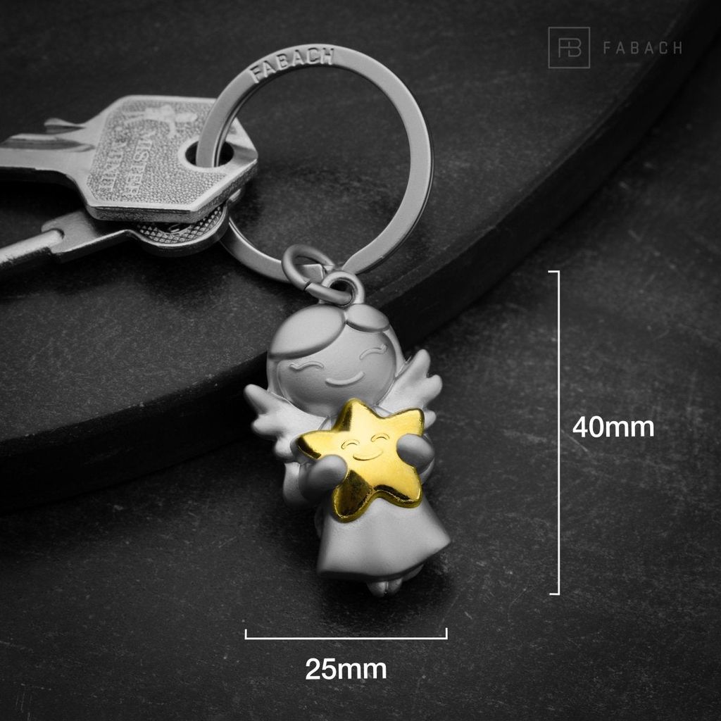 Portachiavi Angelo Custode Lucky Con Cuore - Portafortuna In Metallo, Regalo Per Fidanzata, Amica O Mamma - 3