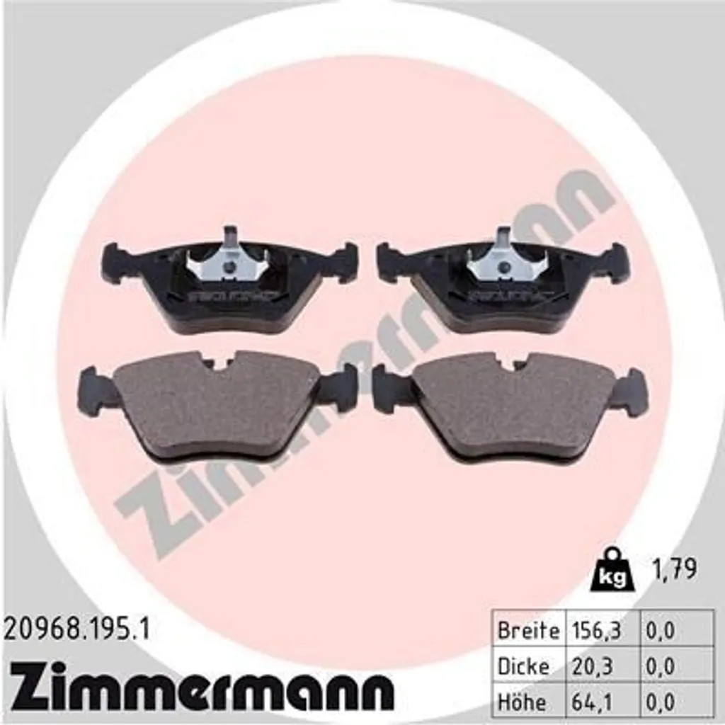 Plaquettes de frein haute résistance Zimmermann 20968.195.1 BMW Z3 E36
