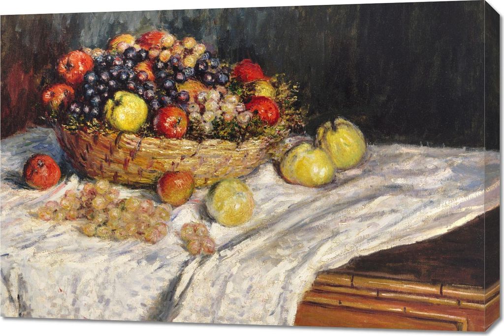 Bild 90x60cm Äpfel und Trauben, Monet Vintage für das Wohnzimmer