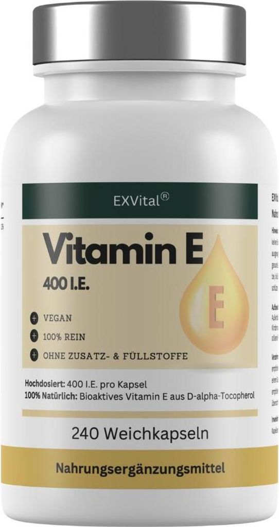Vitamin E Softkapseln, hochdosiert mit 400 I.E., 240 Stück Produktbild 