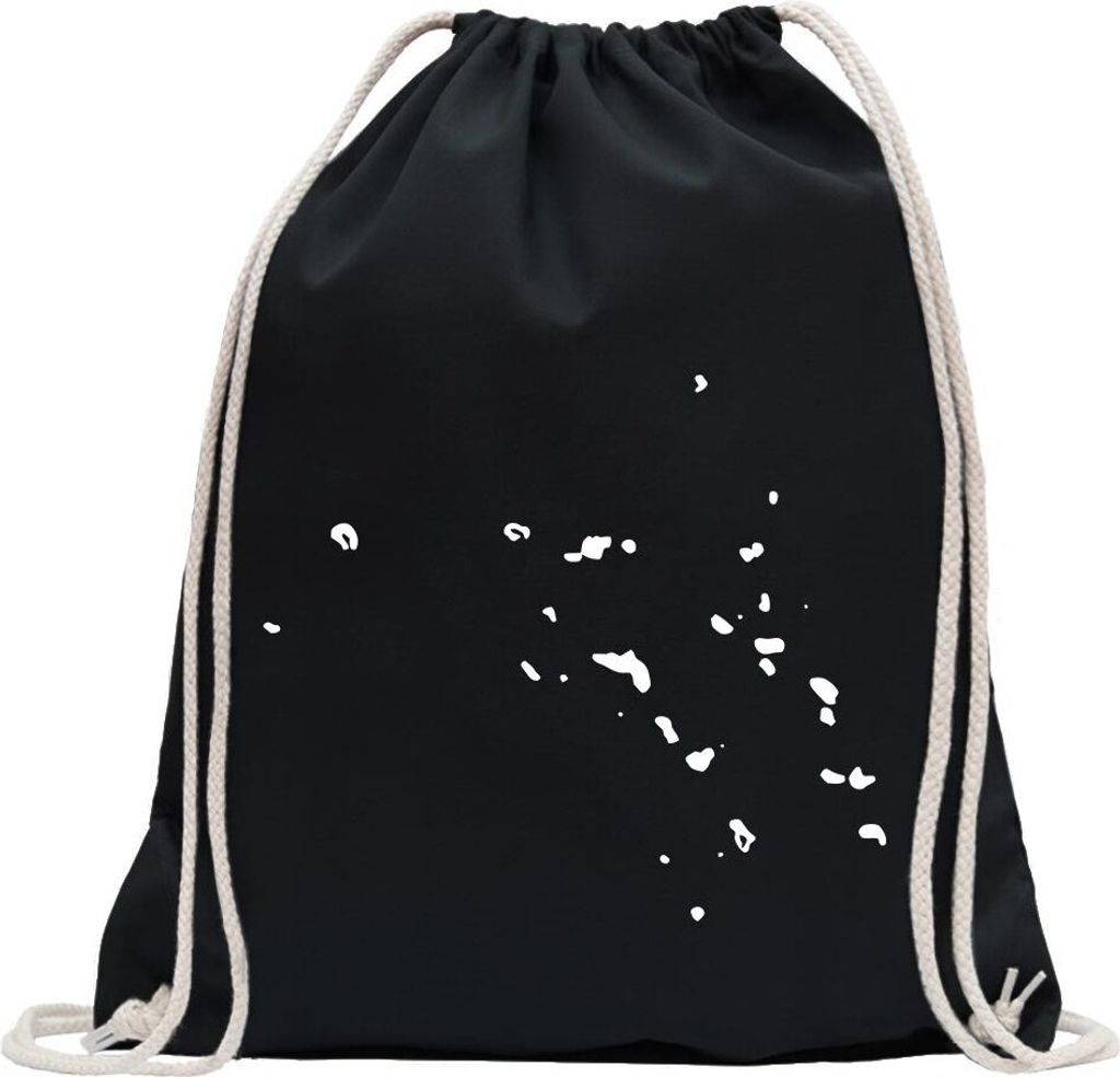 Kiwistar - Turnbeutel - schwarz - Marshallinseln Umriss Kontur - Fun Rucksack Sport Beutel Gymsack Baumwolle mit Ziehgurt