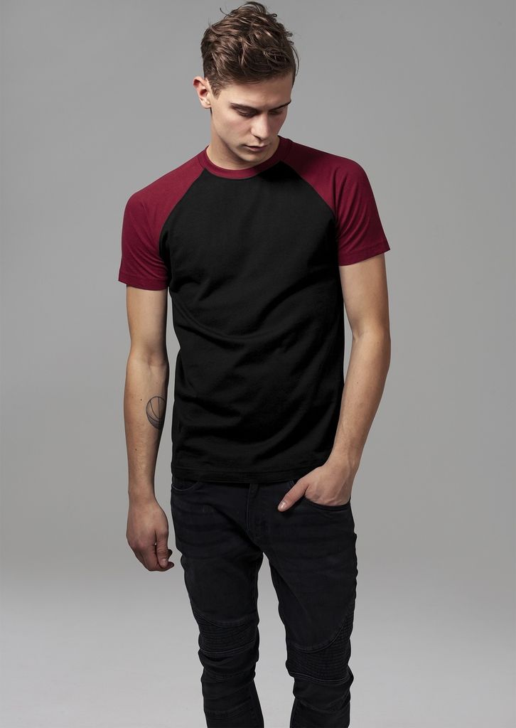Urban Classics T-Shirt Raglan Contrast Tee Black/Burgundy-4XL