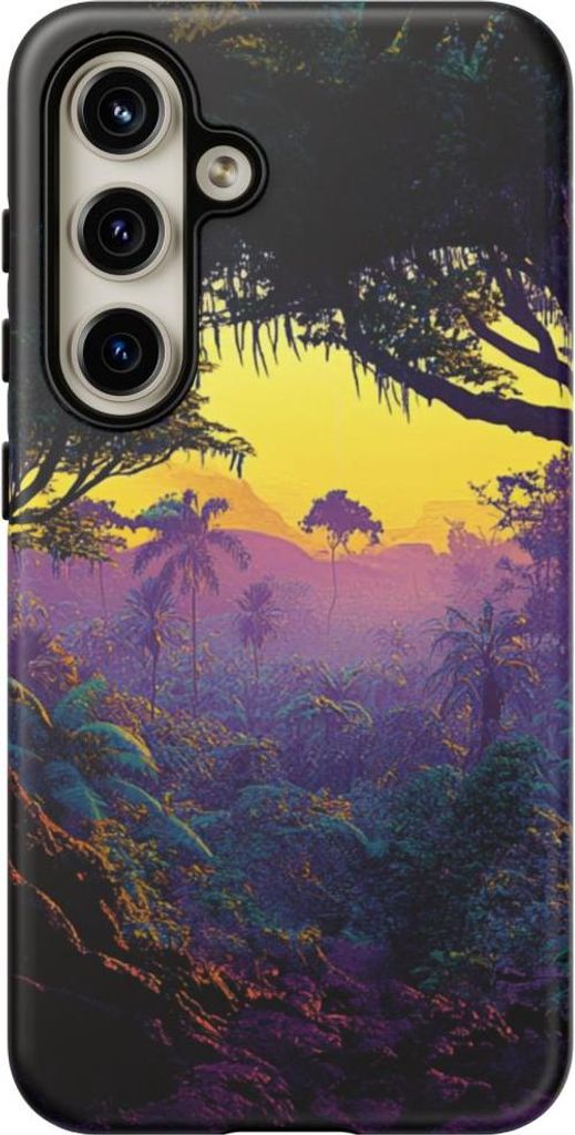 Surrealer Dschungel bei Sonnenuntergang – Handyhülle Kompatibel mit Galaxy S24