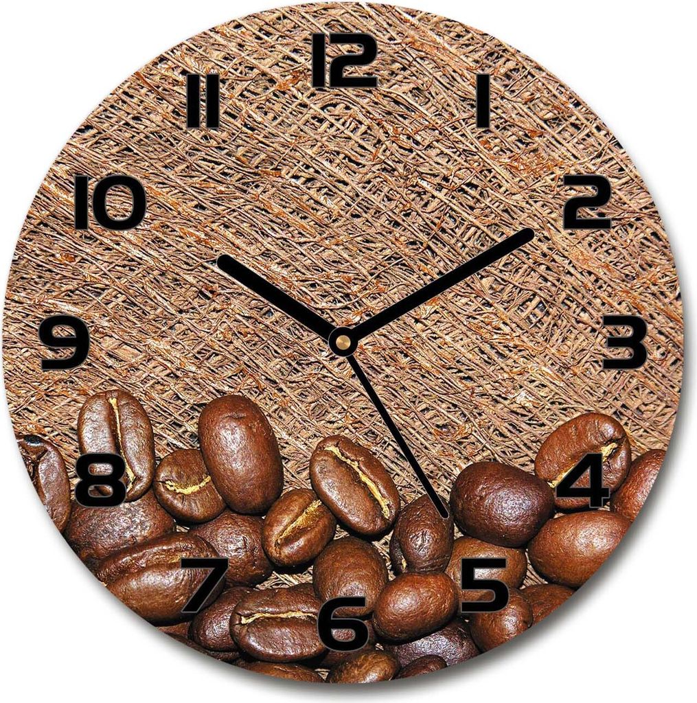 Wanduhr aus Glas 30fi Glasbild Glasuhr Gehärtetes Glas - schwarze-zeiger - Coffee beans