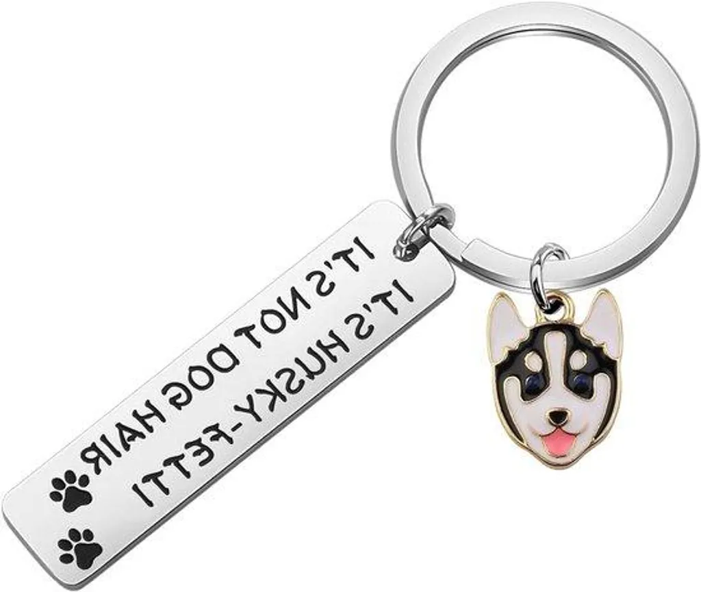 Porte-clés chien en acier inoxydable 5 x 1.2 cm pour gravure d'identification