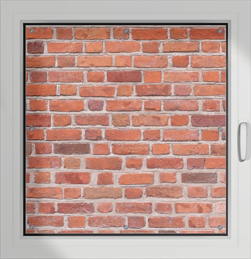Wallario Lichtschutzbild, Dekorativer Sichtschutz Sonnenschutz 96 x 100 cm mit Motiv: Rote Ziegelsteinwand - Backsteine - Verdunklung ohne Bohren