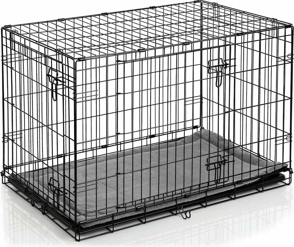 Cage pour chien métallique large 91 cm avec matelas rembourré PH-201