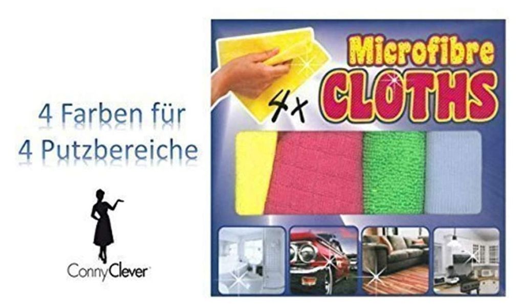 Comfort Allzwecktücher - mit 4 knalligen Tuchfarben zur besseren Zuordnung - für perfekten Glanz im ganzen Haus - 4er XXL Sparpack