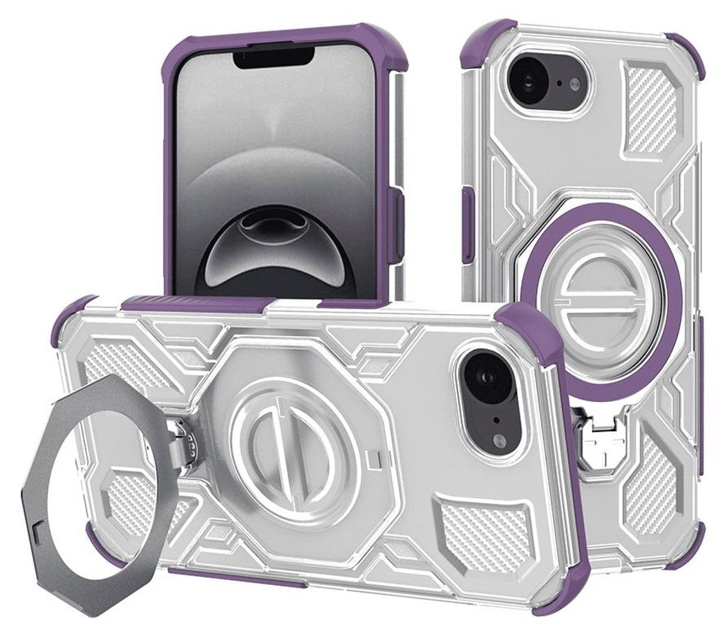 Techsuit - Carbon Shield PRO ochranný obal na iPhone 16e - fialové priehľadné