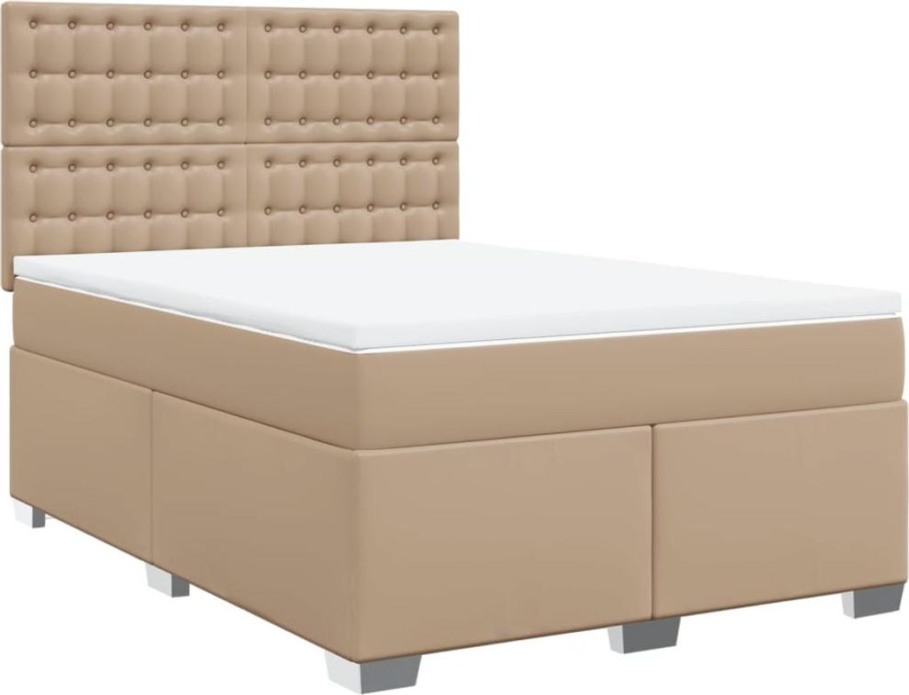vidaXL Boxspringbett Matratze Cappuccino-Braun 140x190cm Kunstleder
