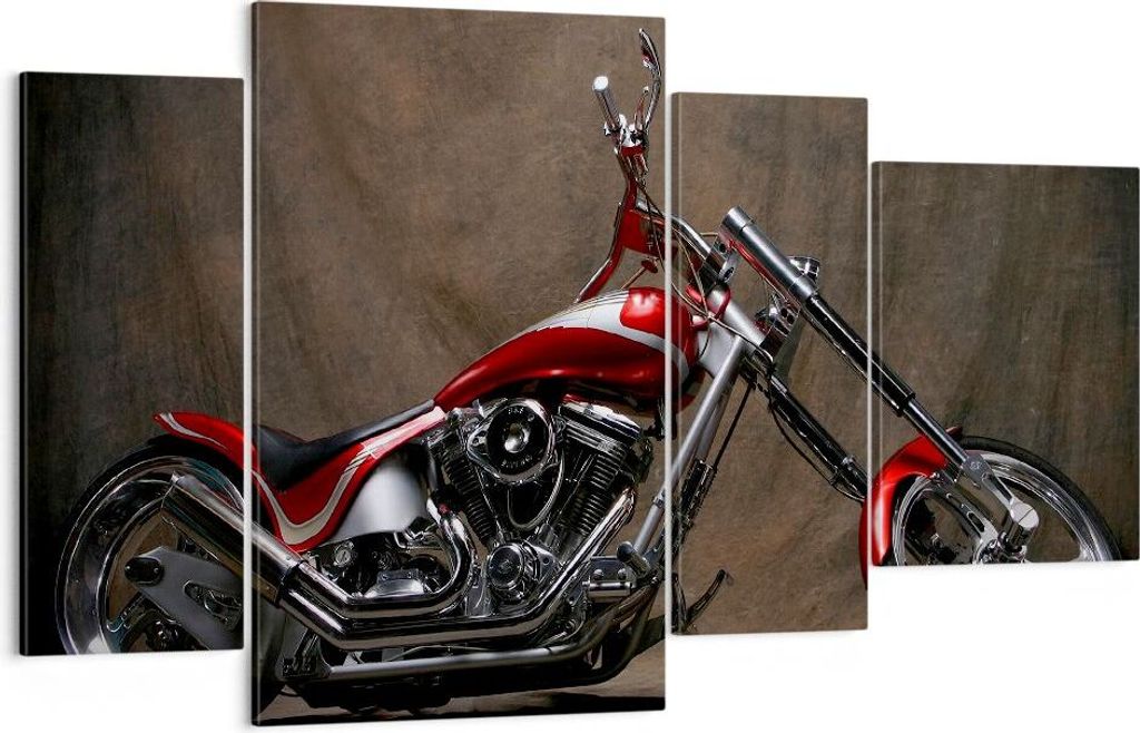 Bild auf Leinwand - Leinwandbild - Motorrad Chrom Räder - 120x70cm - Wand Bild - Wanddeko - Leinwanddruck - Bilder - Kunstdruck - Wanddekoration -...