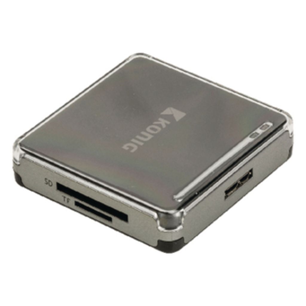 König CSU3ACR100BL, CF, MS Micro (M2), MS PRO, Speicherstick (MS), MicroSD (TransFlash), SD, SDHC, xD, Schwarz, Silber, USB 3.2 Gen 1 (3.1 Gen 1),...