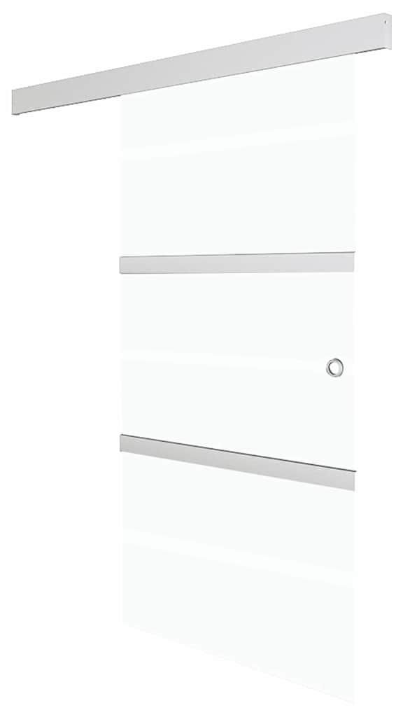 vidaXL Schiebetür ESG-Glas und Aluminium 76x212 cm Silbern Produktbild 