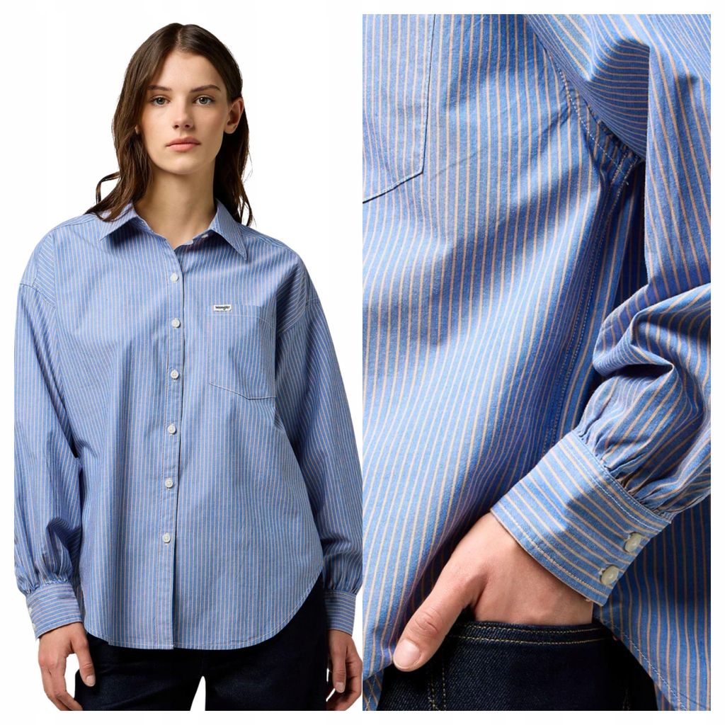 Wrangler | Damenbluse Cool Girl Blouse blau gestreift Baumwolle Größe XL