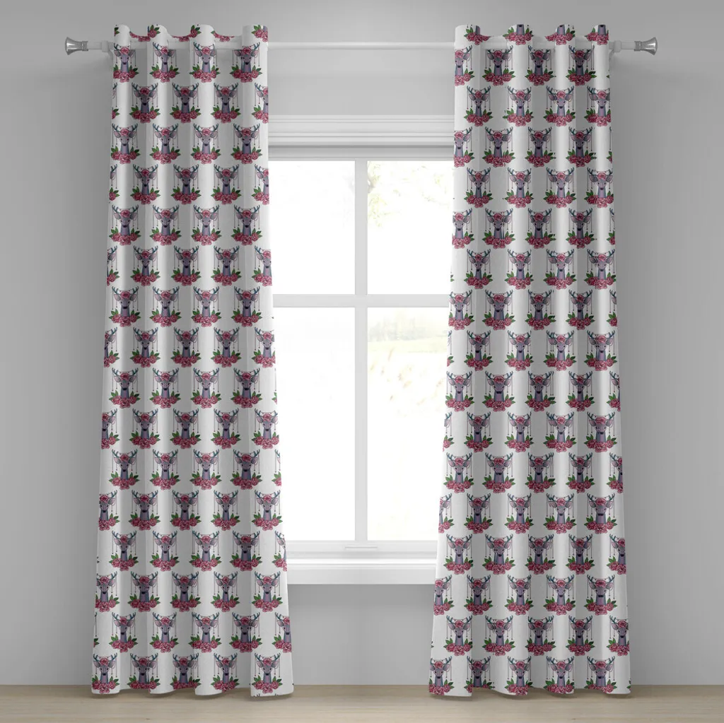 Rideau de salon design tatouage cerf 280x245 cm pour ambiance cosy