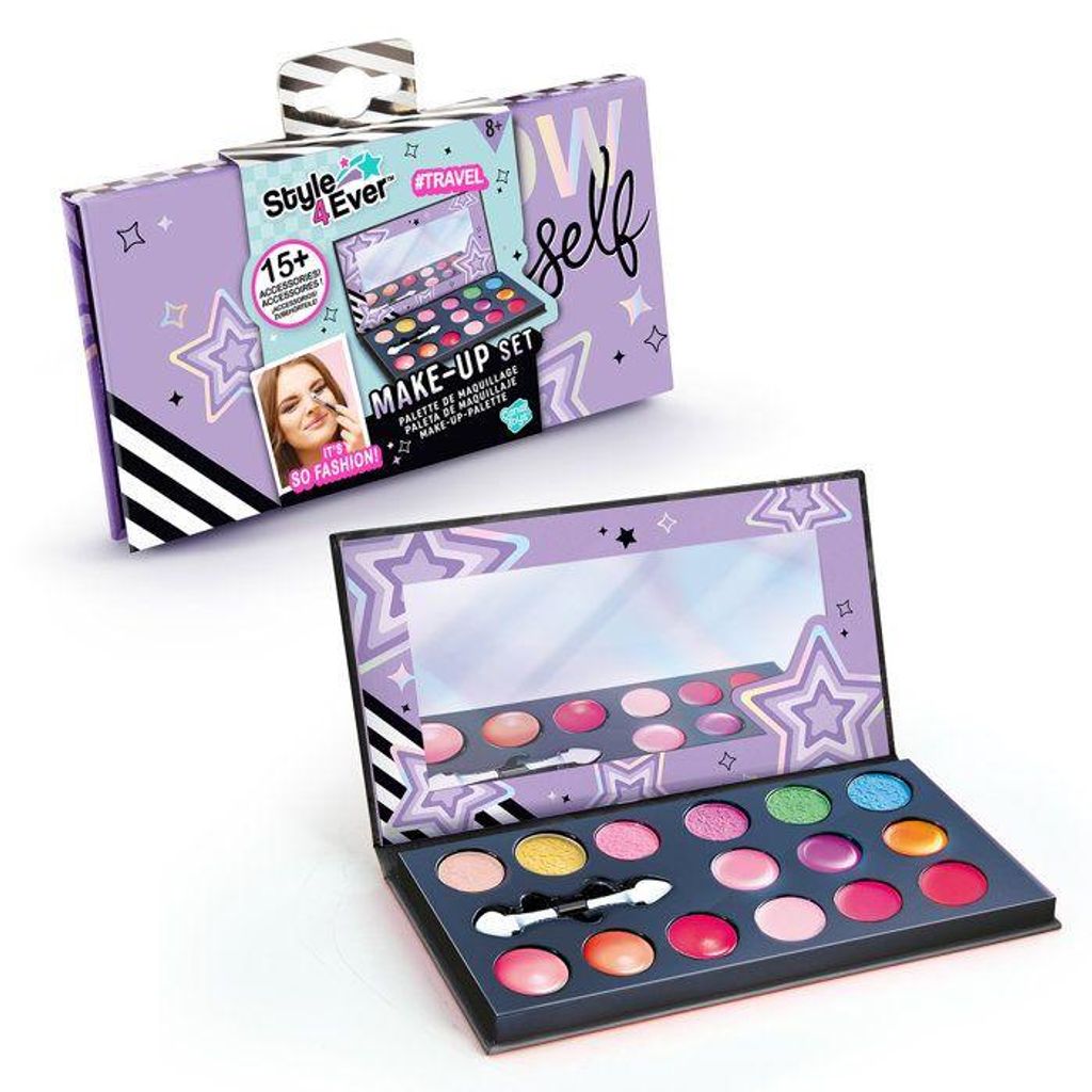 Canal Toys Style 4 Ever Make-up Palette mit Spiegel, 6 Lidschatten, 3 Lippenstifte, 3 Rouge, Pinsel, L18 x B1,5 x H9 cm