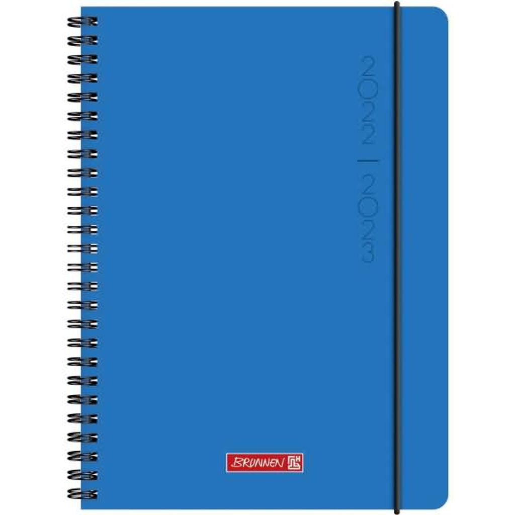 BRUNNEN 1072155113 Wochenkalender Schülerkalender 2022/2023 "Plain Blue" 2 Seiten = 1 Woche Blattgröße 14,8 x 21 cm A5 PP-Einband