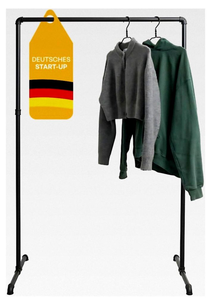 Freistehende Garderobe - Begehbarer Kleiderschrank für das Schlafzimmer - Garderobenständer in Schwarz für Flur oder Ankleidezimmer