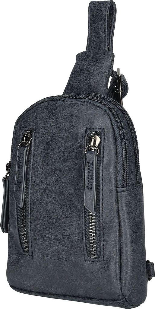 Damen Tasche Schultertasche Umhängetasche Crossover Bag Leder Optik Handtasche Blau