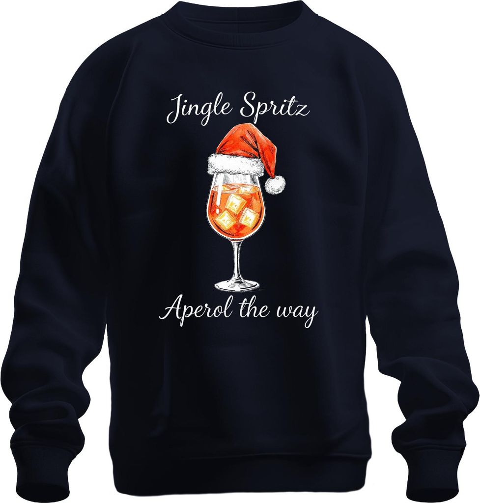 Jingle Spritz Aperol the way Weihnachten Cocktail Geschenkidee Uni Sweatshirt Pullover, Navy, XL