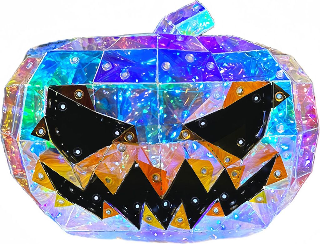 Halloween-Kürbislaterne, prismatische, schillernde Kürbis-LED-Lampe, gruselige Desktop-Figur für Kinderzimmer-Dekor