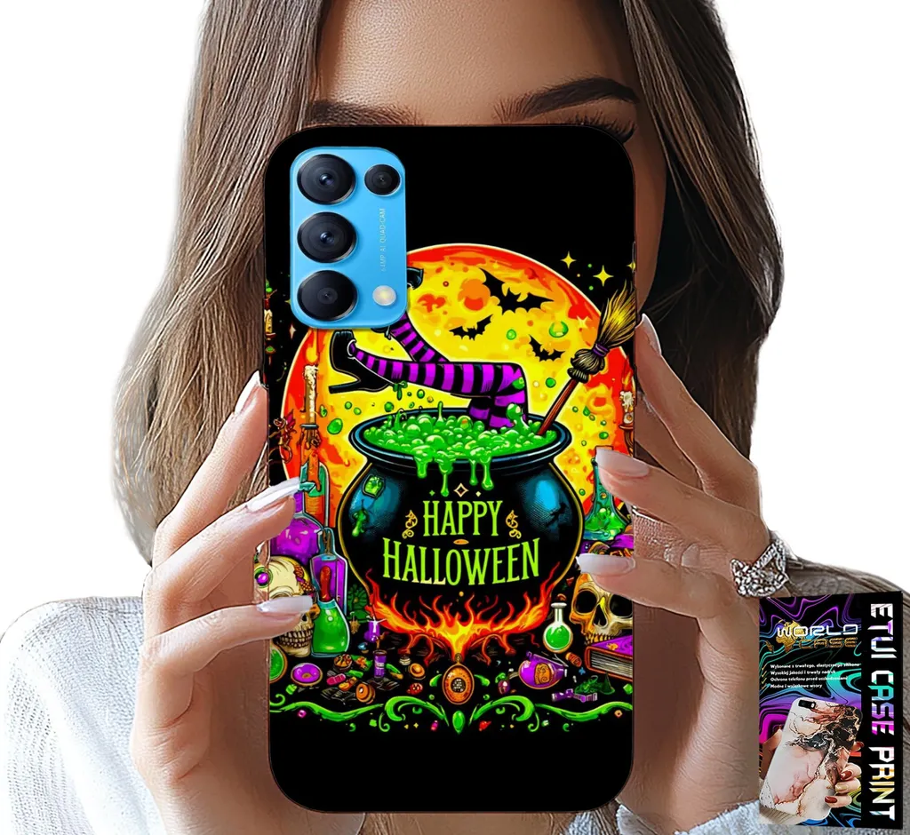 Custodia per Oppo Reno5 4G 5G - Strega Cauldron Wand Halloween Glass
