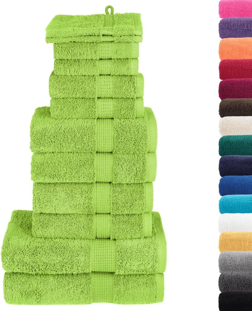 vidaXL 12-tlg. Premium Handtuch-Set SOLUND Apfelgrün 600 Produktbild 