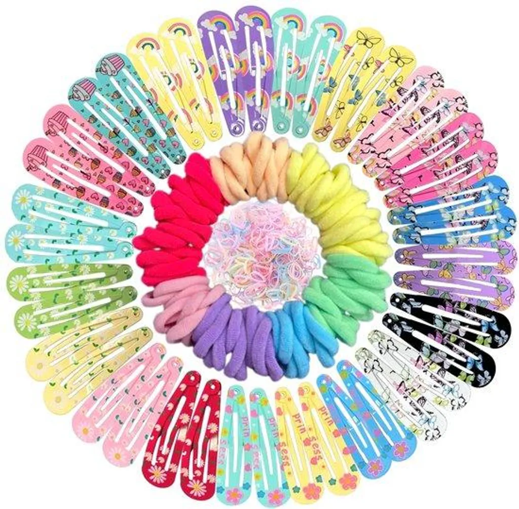 Lot de 340 Barrettes de 5 cm pour Filles avec Motifs Floraux Colorés