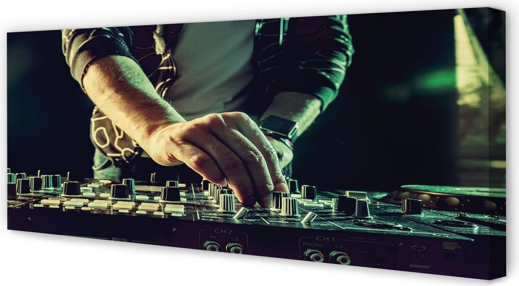 Leinwandbild 125x50 Wandkunst Konsole DJ-Kopfhörer