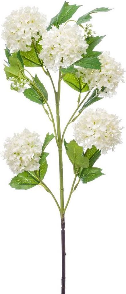 artplants.de Kunstzweig Schneeball Zweig FONTE, Creme, 75cm - Deko Schneeball Blume