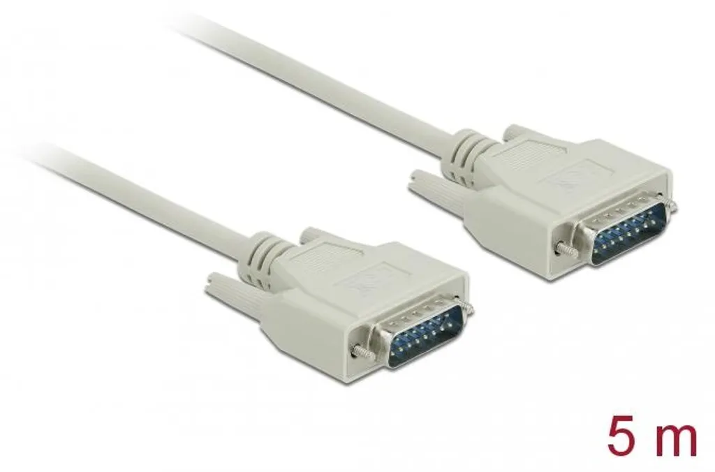 Câble série D-Sub15 mâle vers mâle DeLOCK de 5m beige haute qualité
