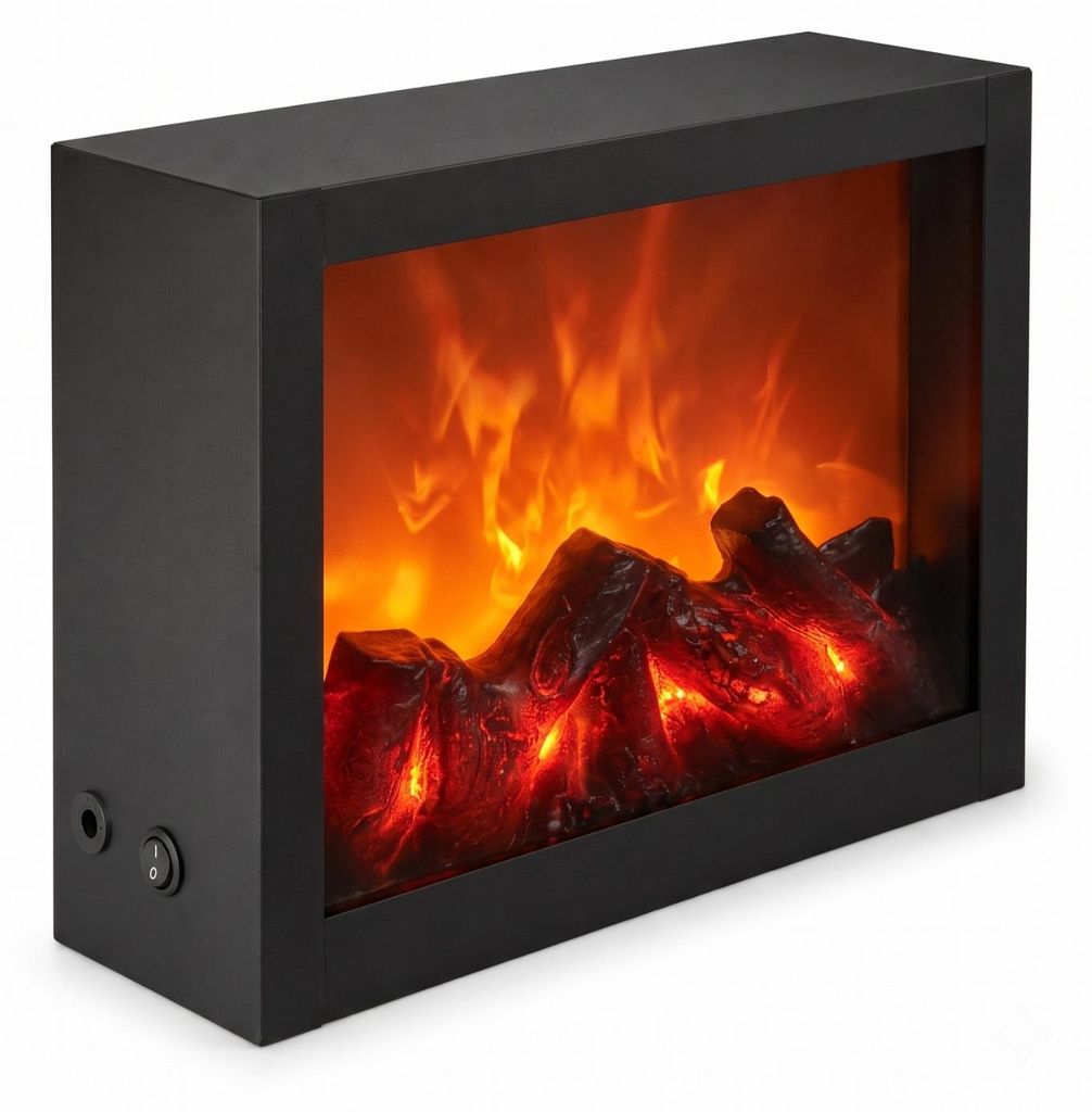 Dekorativer LED-Kamin, aus Metall, 10 x 29 x 23 cm Produktbild 