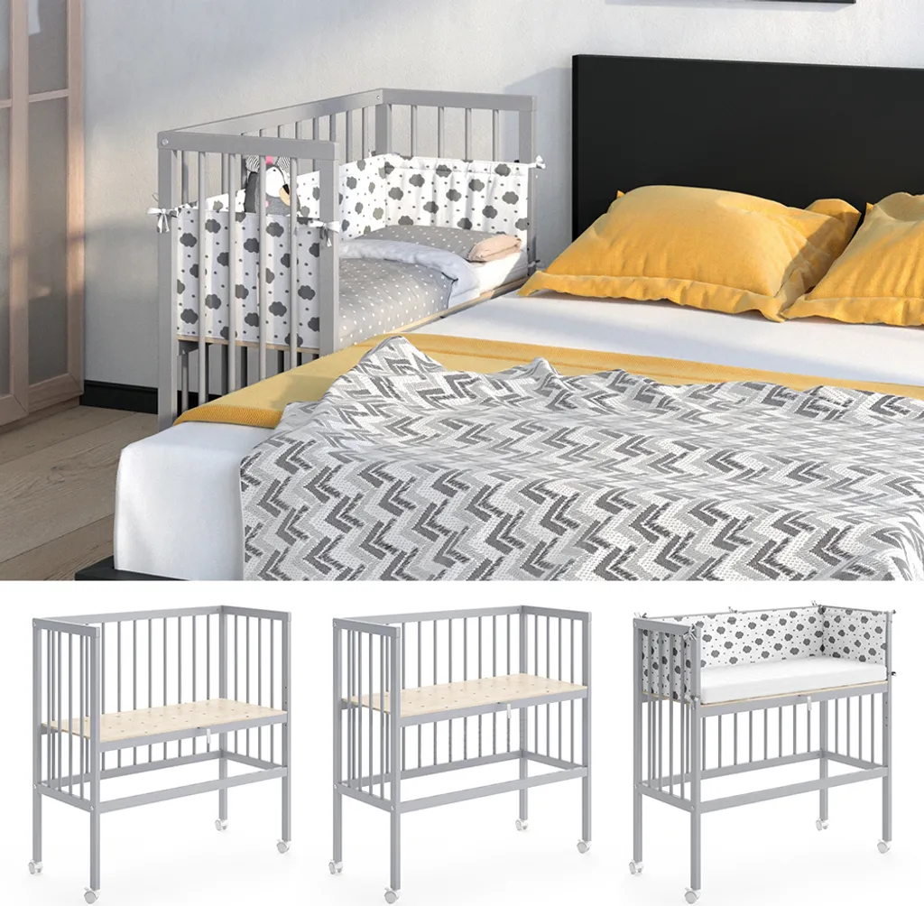 Lit d'appoint pour cododo Vitalispa Sophie gris idéal chambre parent