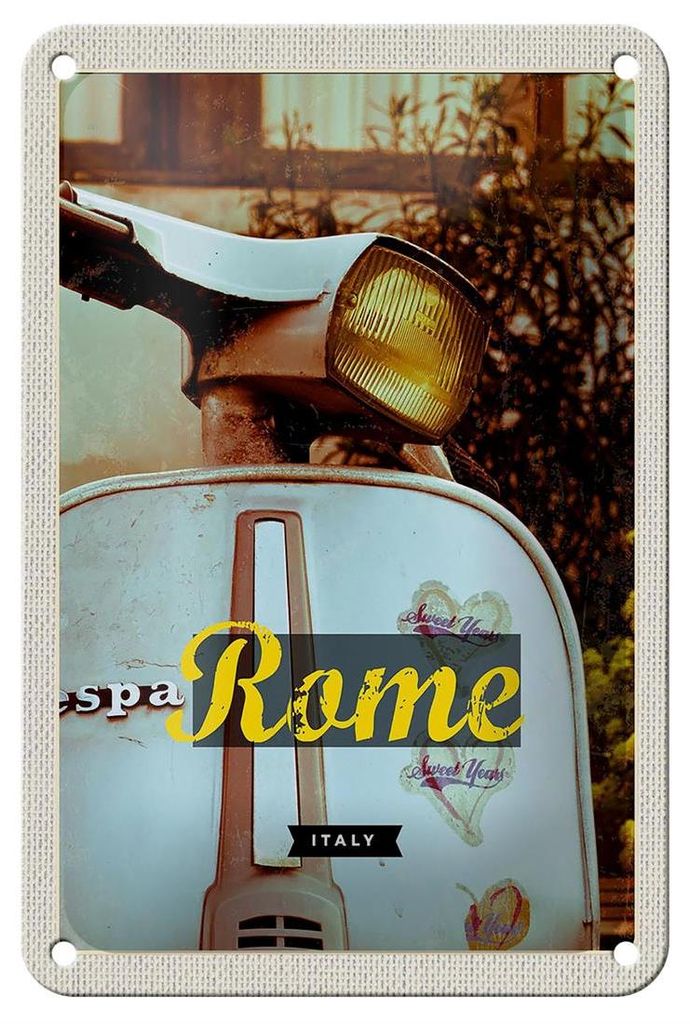 Blechschild Reise 12x18cm Rom Italien Reise Motor Panorama Schild