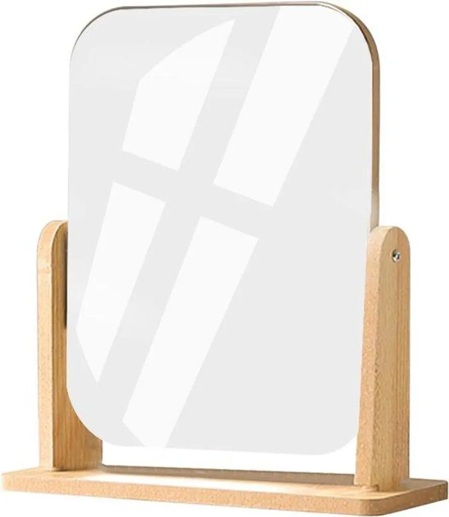 Miroir Bureau Bois 360° Stable - Miroir Maquillage 22x18cm Brillant