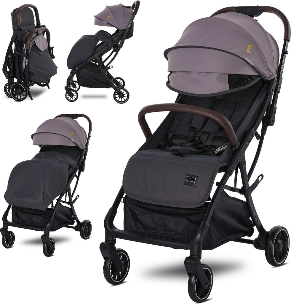 Lorelli Kinderwagen Minori, Sport Buggy klein, nur 8 kg, kompakter Sportsitz bis 22kg, Baby Reisebuggy, Einhand-Klappsystem, grau