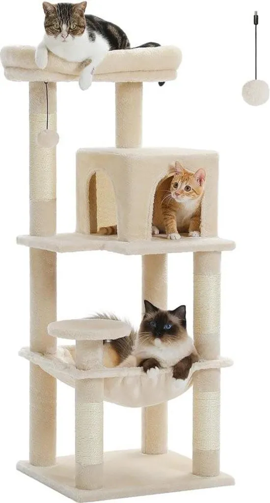 Tour pour chats adultes avec maison 2 portes et grand perchoir de 116cm