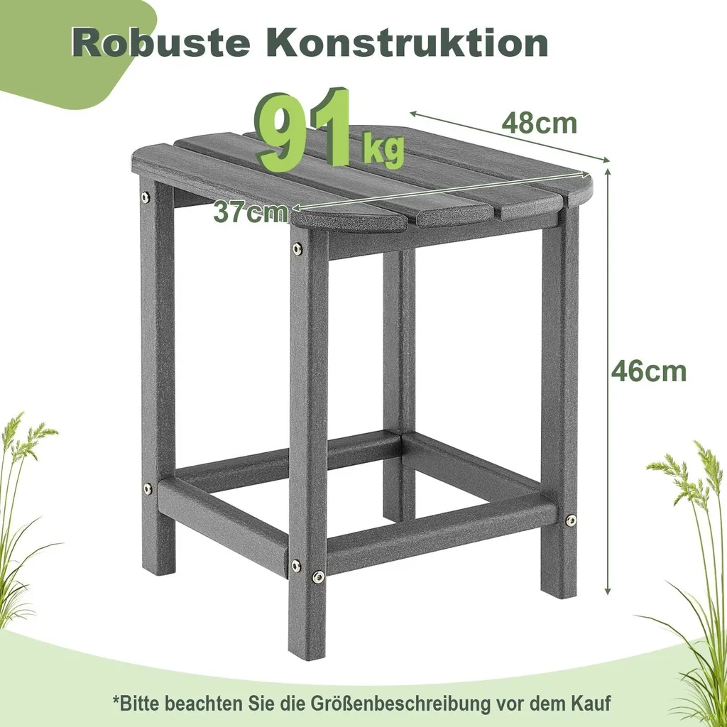 Table d'appoint extérieur résistante aux intempéries PEHD gris x2 - 2