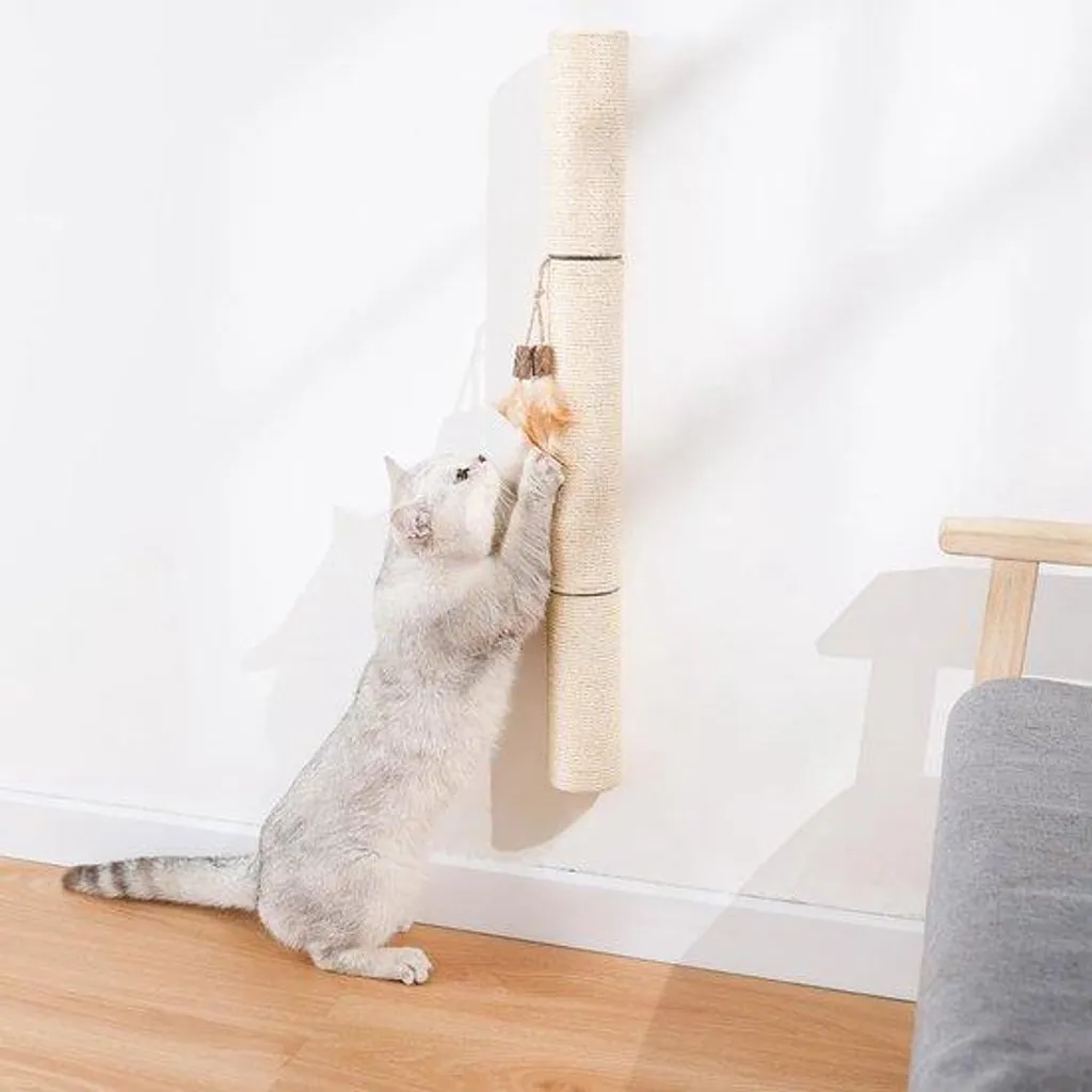 Griffoir mural pour chat en sisal naturel 72cm - Mobilier chat intérieur