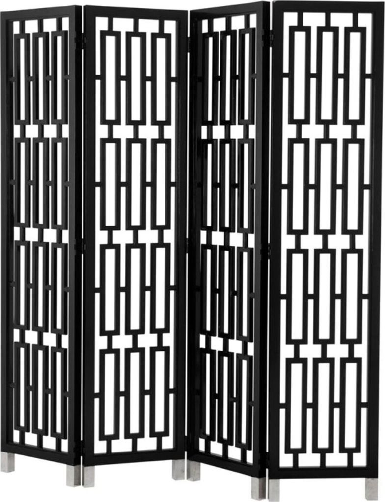 Casa Padrino Mahagoni Raumteiler in piano schwarz 200 x H. 225 cm - Luxus Qualität