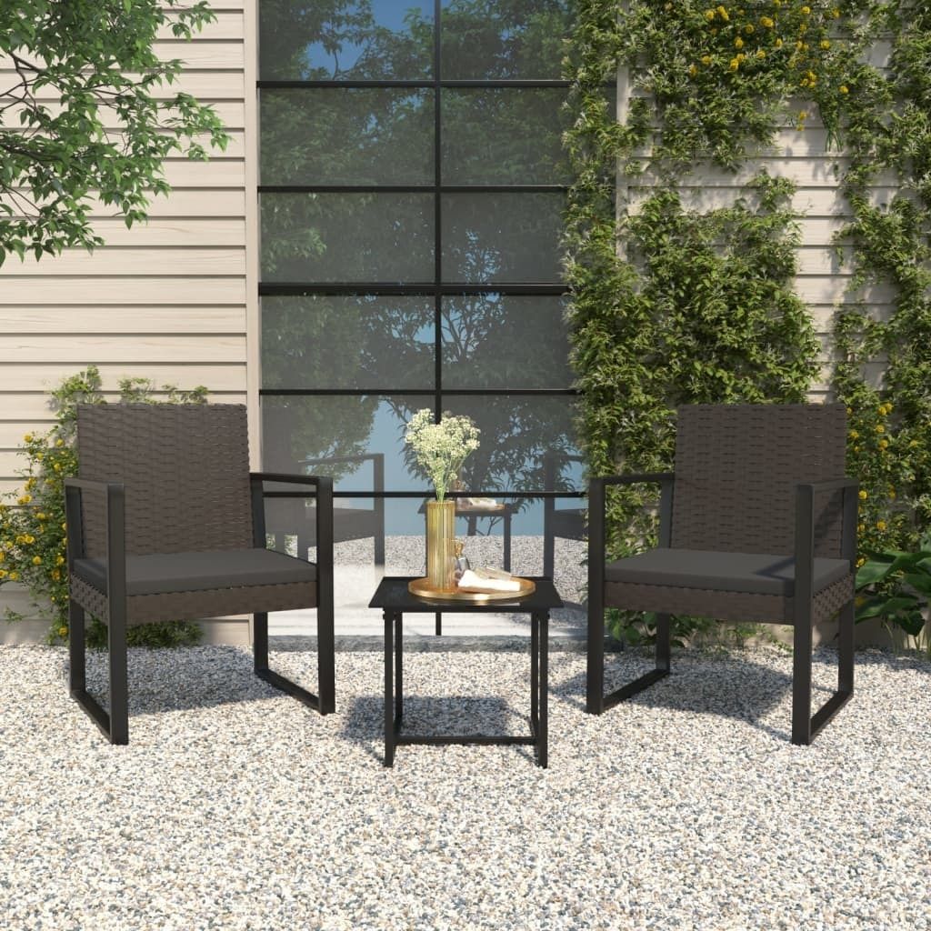 3-tlg. Garten-Lounge-Set mit Kissen Schwarz Poly Rattan , Gartensofas Design 2024