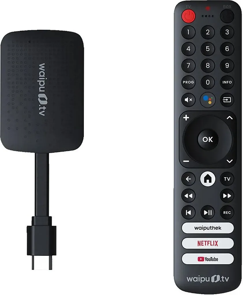 Clé HDMI 4K HDR waipu.tv avec WLAN et Télécommande Modèle WP-ATV-001