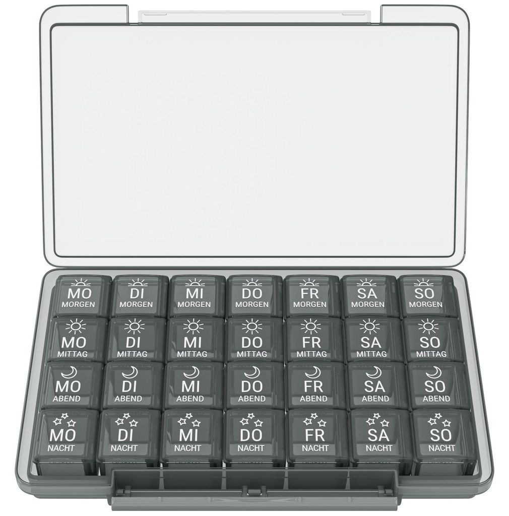 WELLGRO Tablettenbox für 7 Tage - Pillendose je 4 Fächer Produktbild 