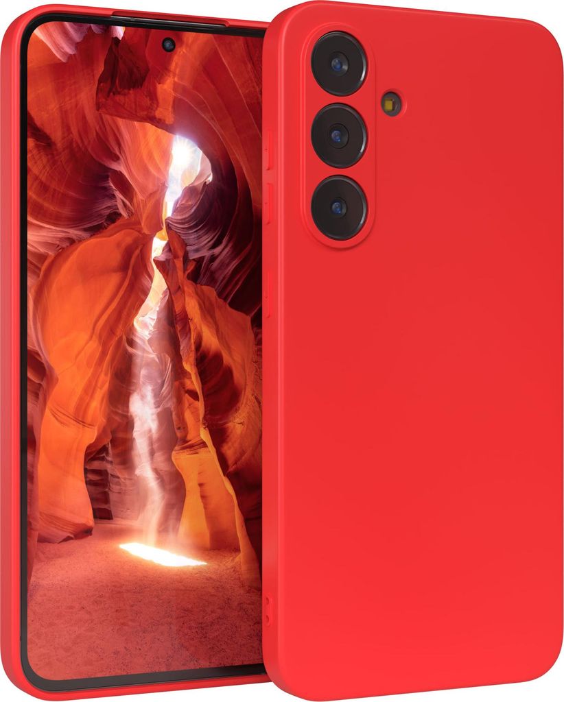 EAZY CASE - TPU Hülle für Samsung Galaxy S25 FE, TPU Case stoßfeste Handyhülle, weiches Cover mit Kameraschutz, Silikonhülle in Rot