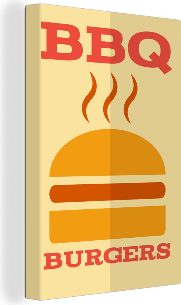 OneMillionCanvasses - Leinwandbilder - 90x140 cm, Barbecue Illustration mit einem Burger, Wandbilder Kunstdruck Wanddekoration - Wandschmucke - S...